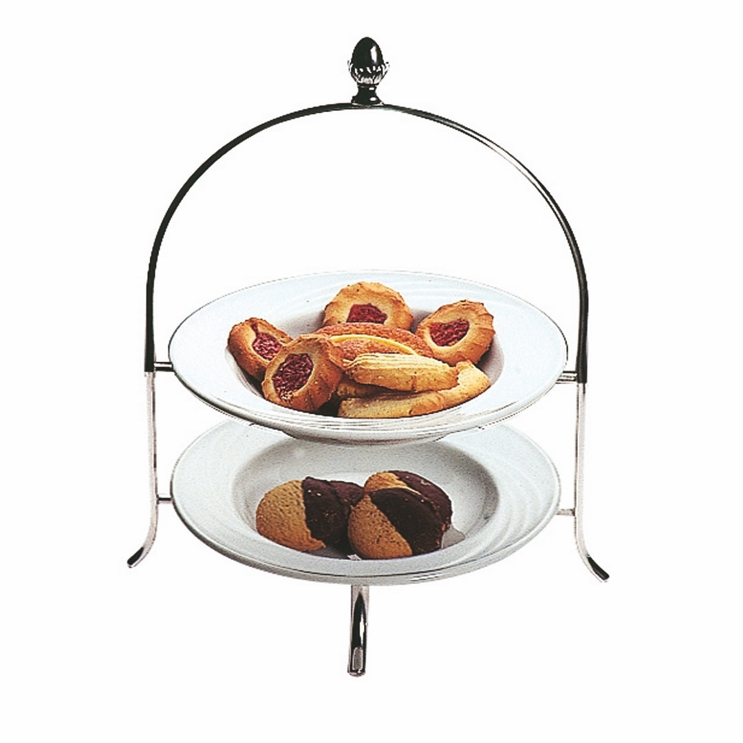 Afternoon Tea Stand, Two Tiers;  H: 13-3/4" D: 8-13/16"