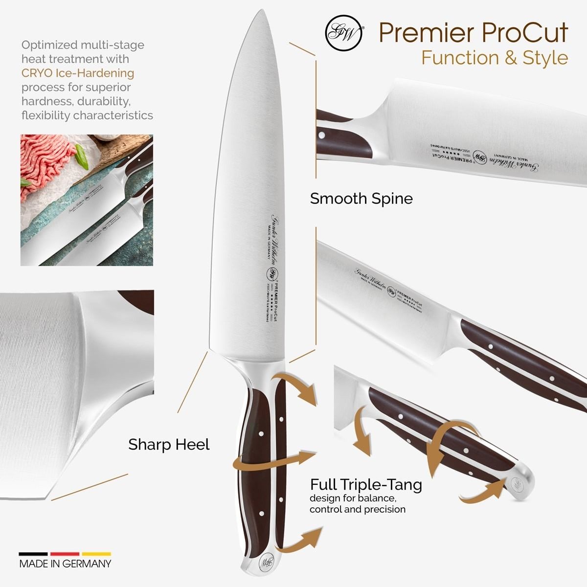 Gunter Wilhelm Thunder Chef Knife, 8 Inch | Dark Brown ABS Handle SKU: 30-308-0108